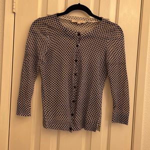 Black and white very lightweight button down top.